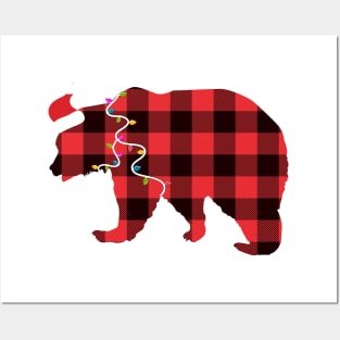 Santa Deer Plaid Red Buffalo Animal Merry Christmas Pajamas Family Posters and Art